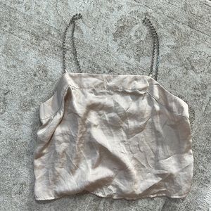 Satin Top with Rhinestone Thin Straps- Urban Outfitters
